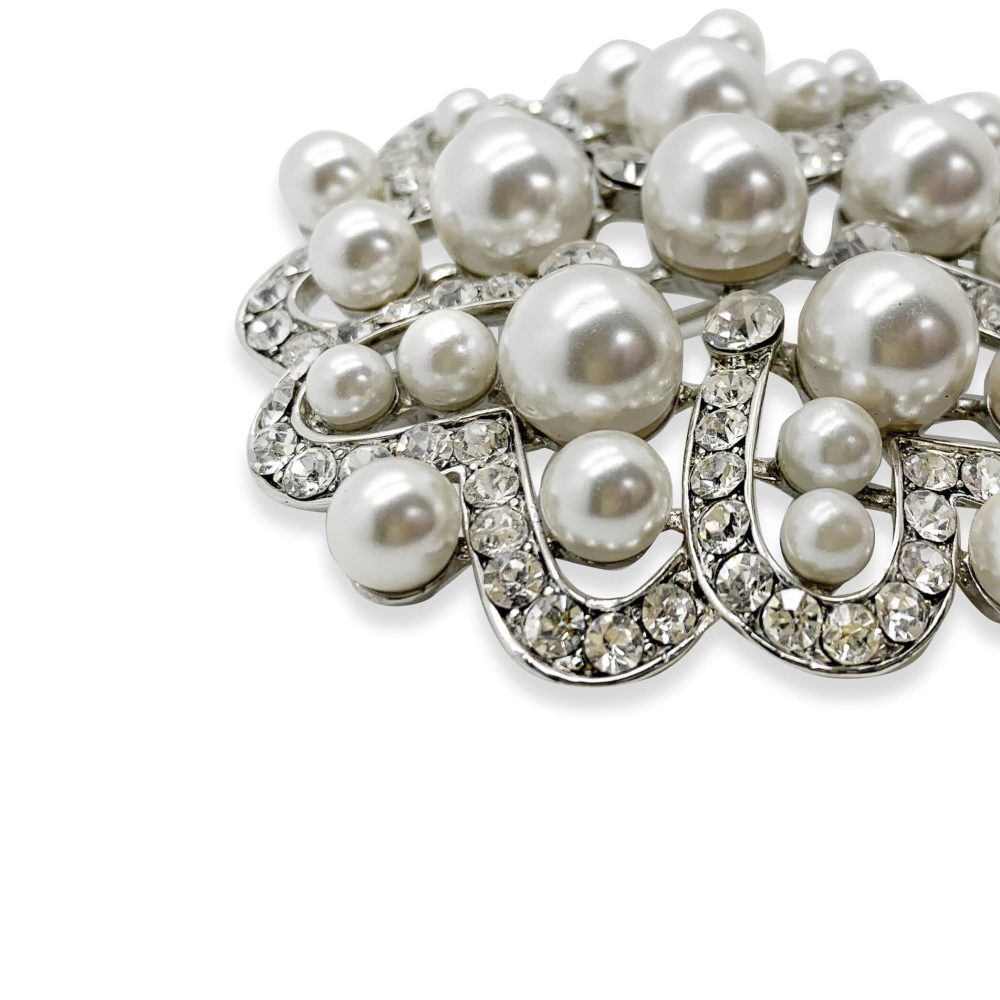 Vintage Pearl Crystal Brooch