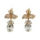 Vintage Ciner Leaf Crystal Earrings