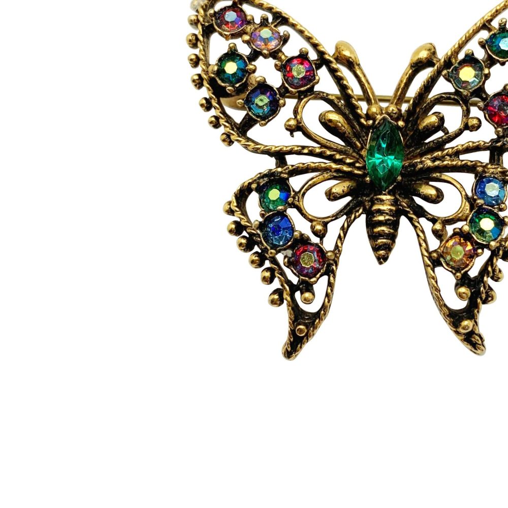 Vintage Crystal Butterfly Brooch