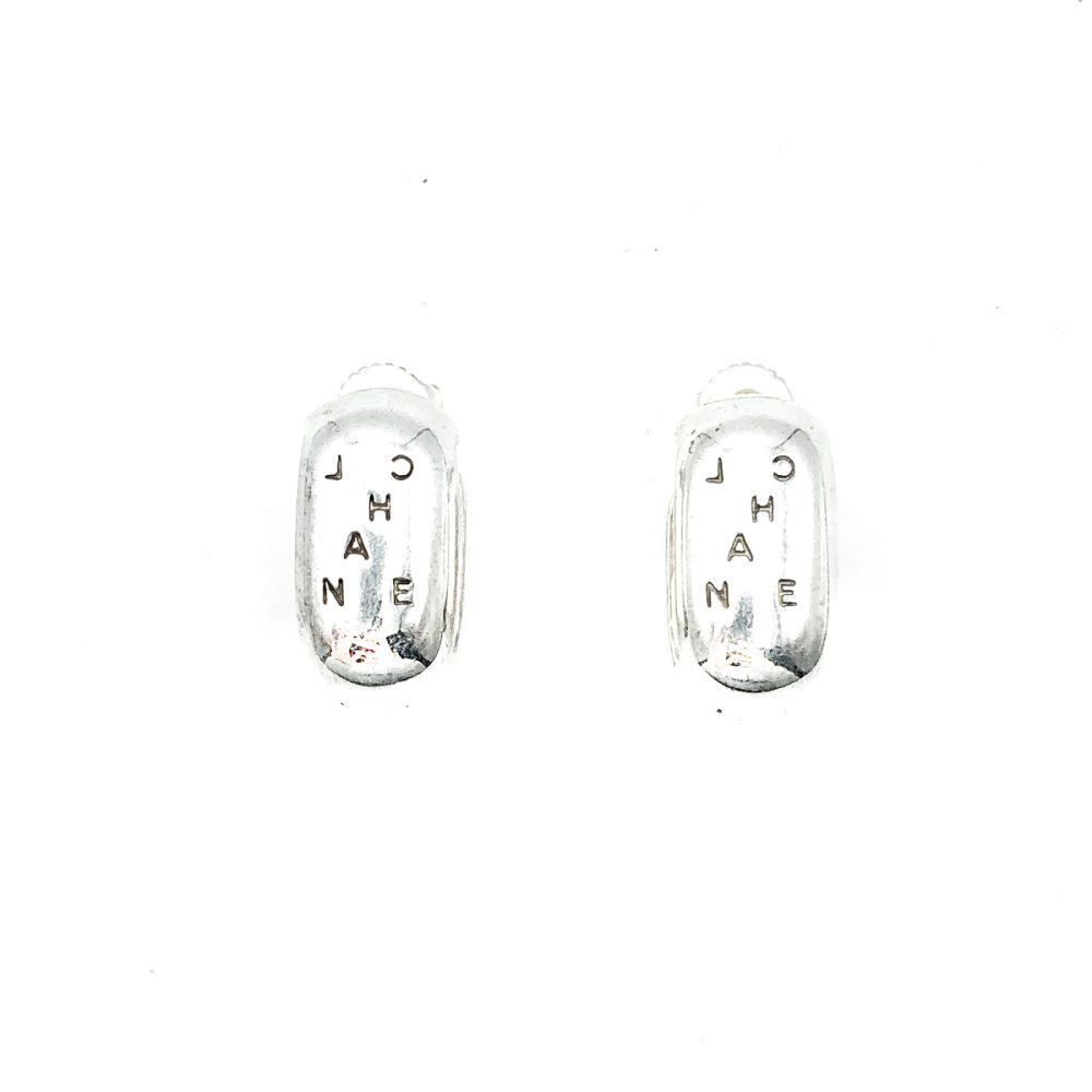 Vintage Chanel Silver Logo Earrings