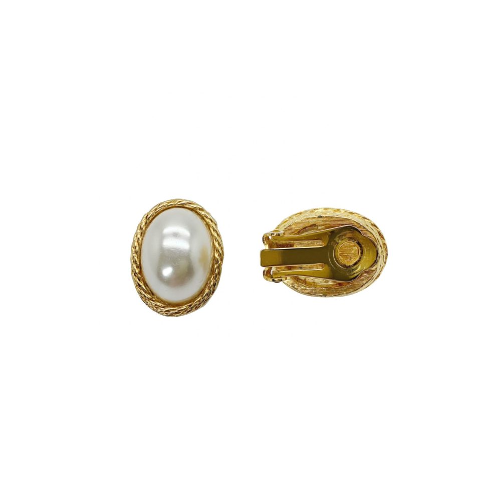 vintage oval pearl earrings