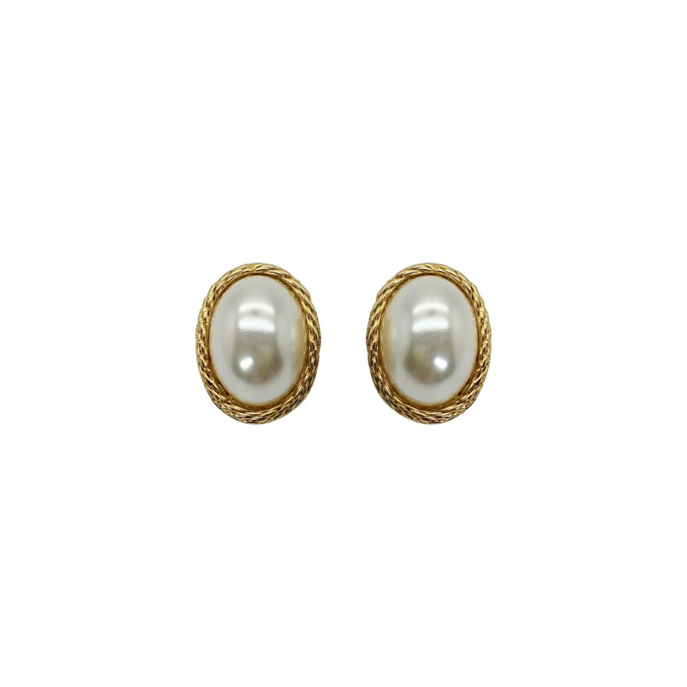 vintage oval pearl earrings