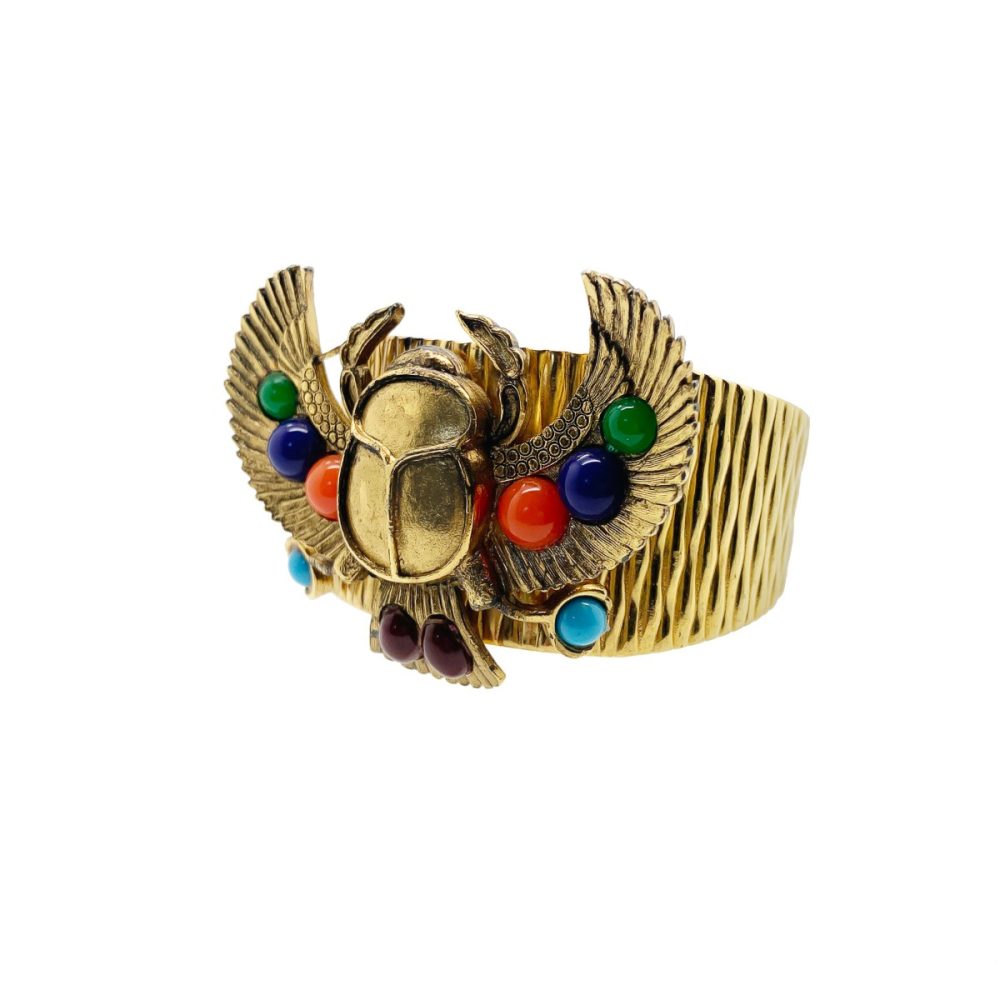 Vintage Egyptian Revival Scarab Cuff