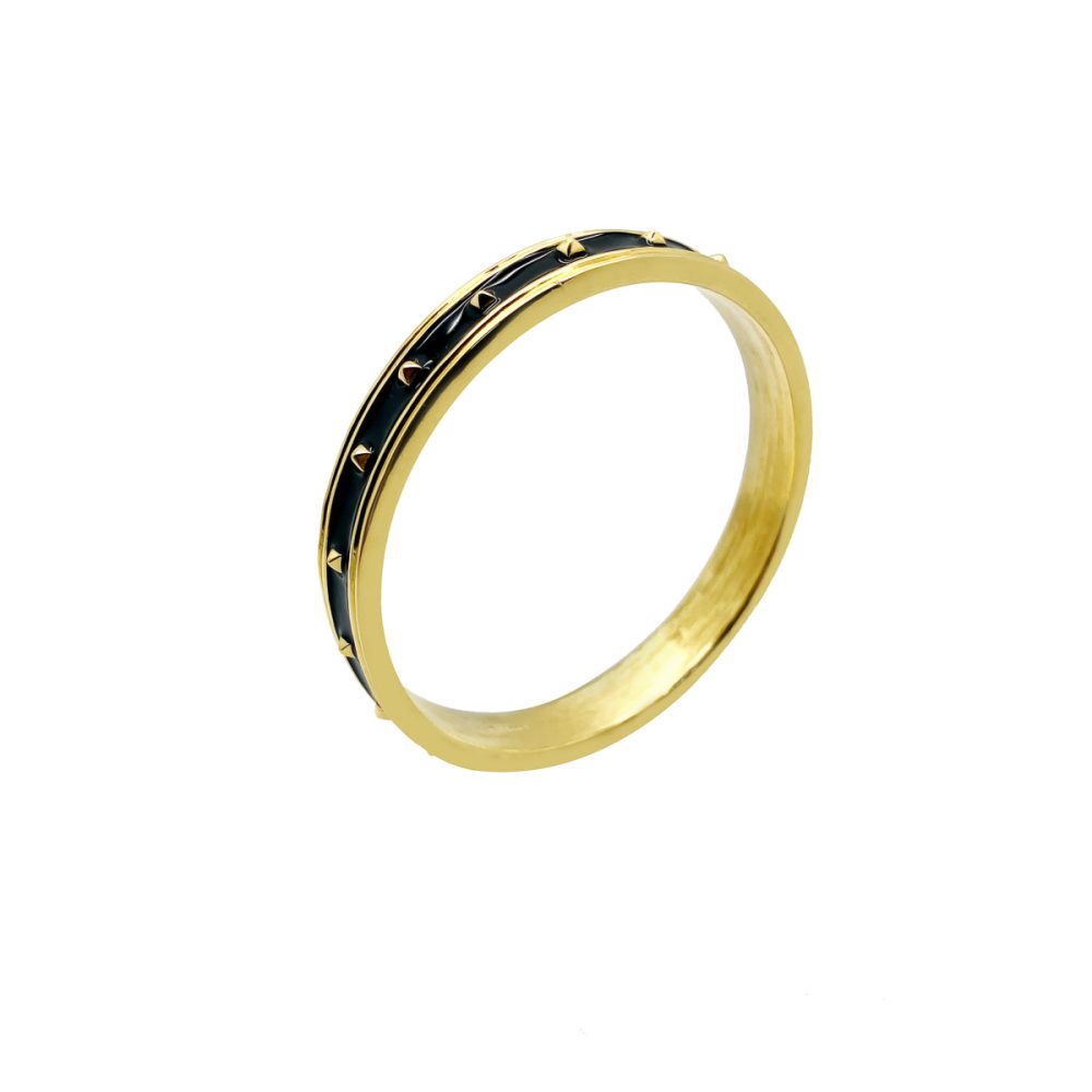 Monet Black Enamel Studded Bangle 1980s