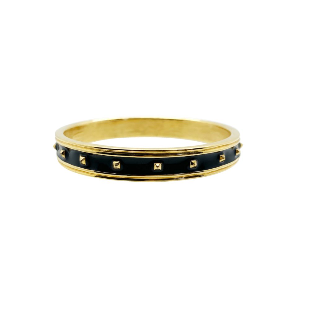 Monet Black Enamel Studded Bangle 1980s