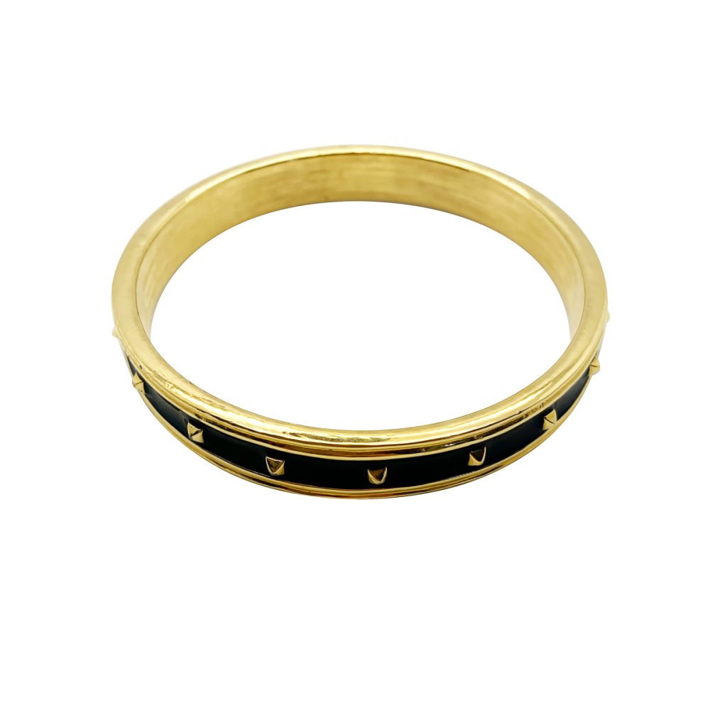 Monet Black Enamel Studded Bangle 1980s