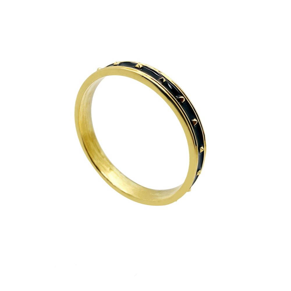 Monet Black Enamel Studded Bangle 1980s