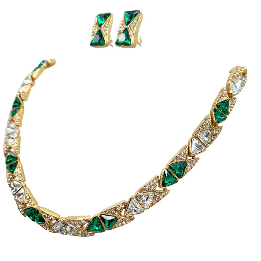 Vintage Emerald Crystal Necklace
