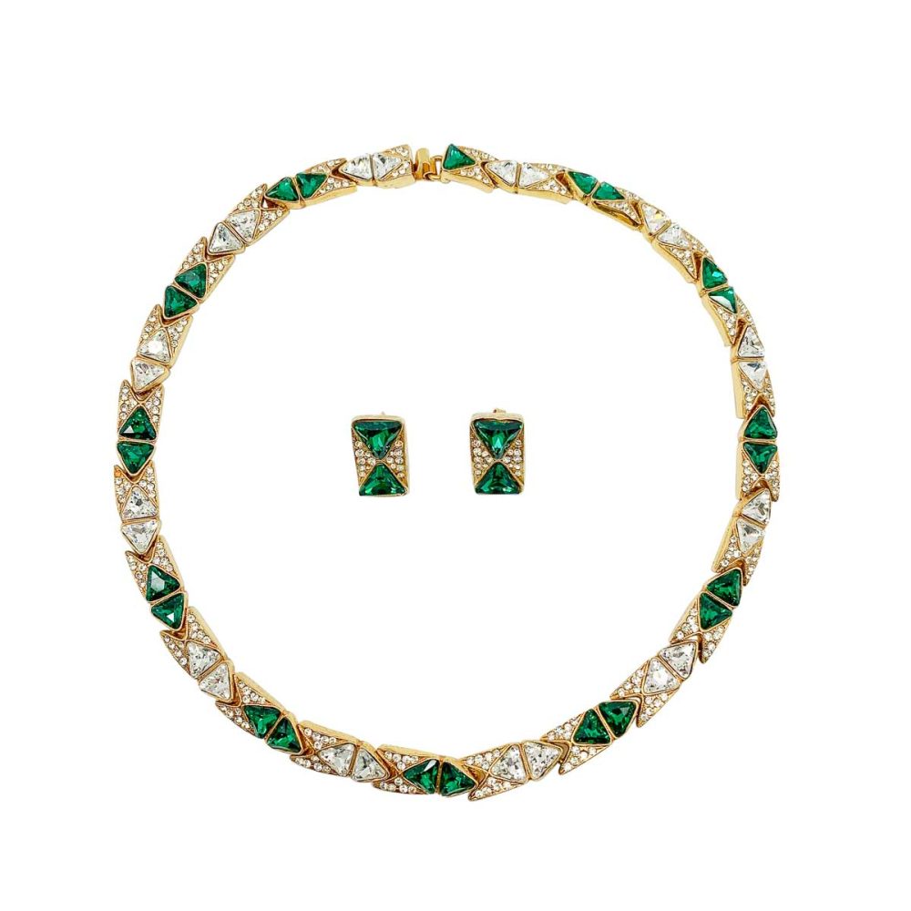 Vintage Emerald Crystal Necklace