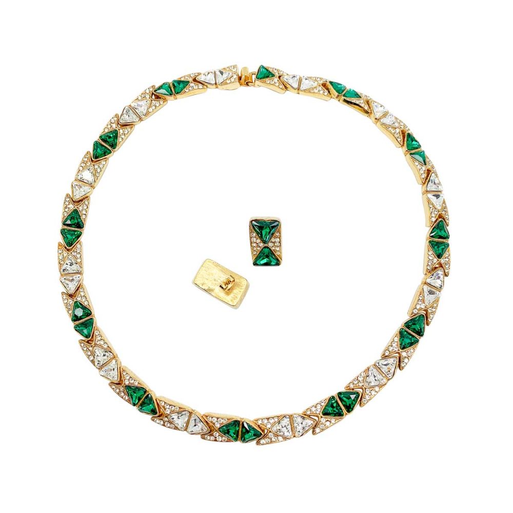 Vintage Emerald Crystal Necklace
