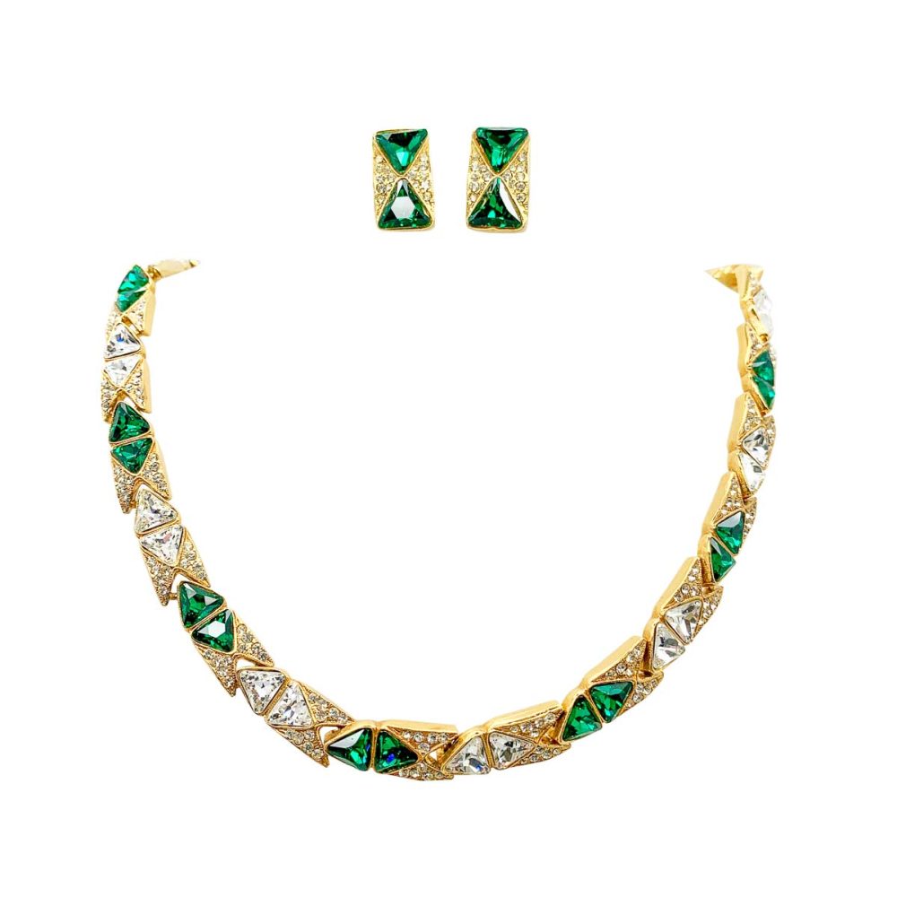 Vintage Emerald Crystal Necklace