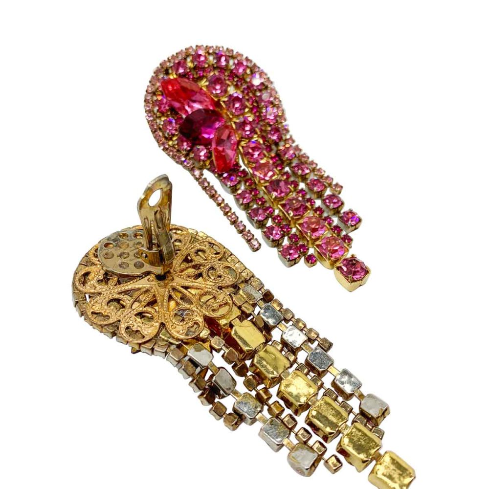 Vintage Pink Crystal Earrings