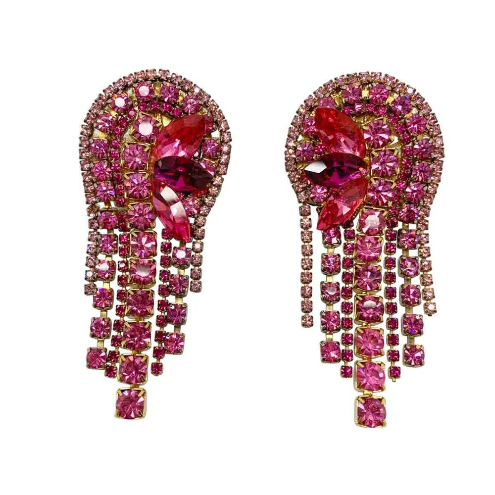 Vintage Pink Crystal Earrings