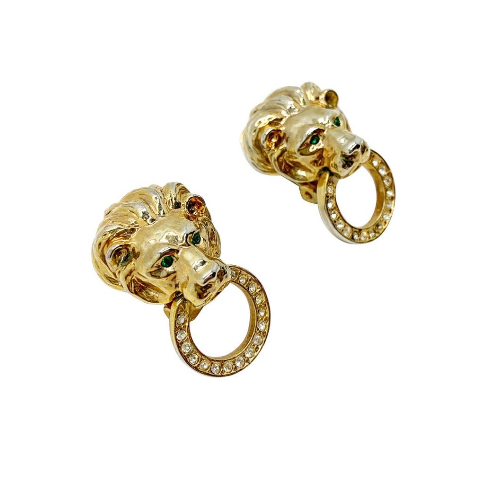 vintage lion hoop earrings