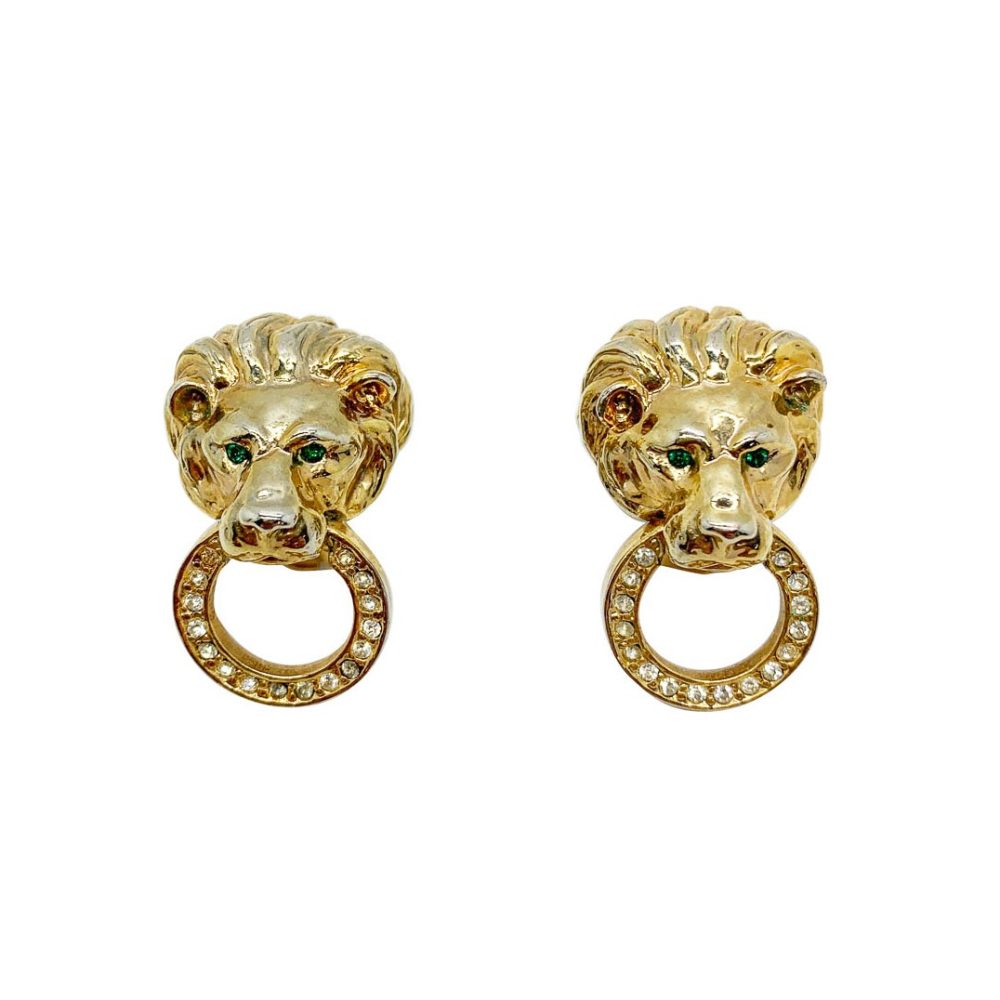 vintage lion hoop earrings
