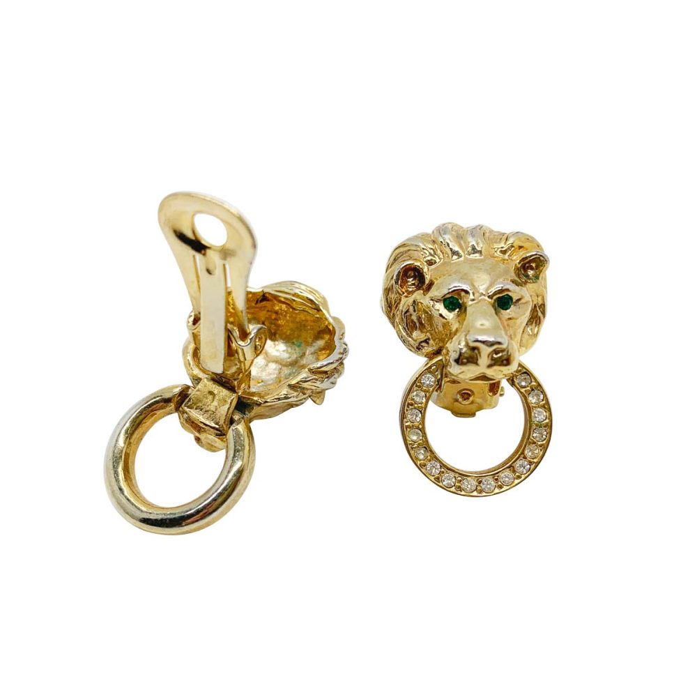 vintage lion hoop earrings