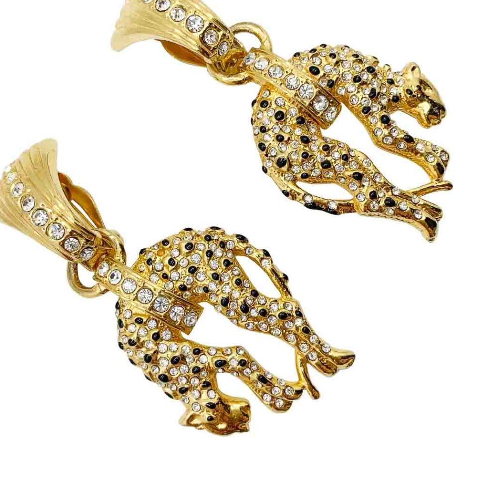 vintage leopard statement earrings