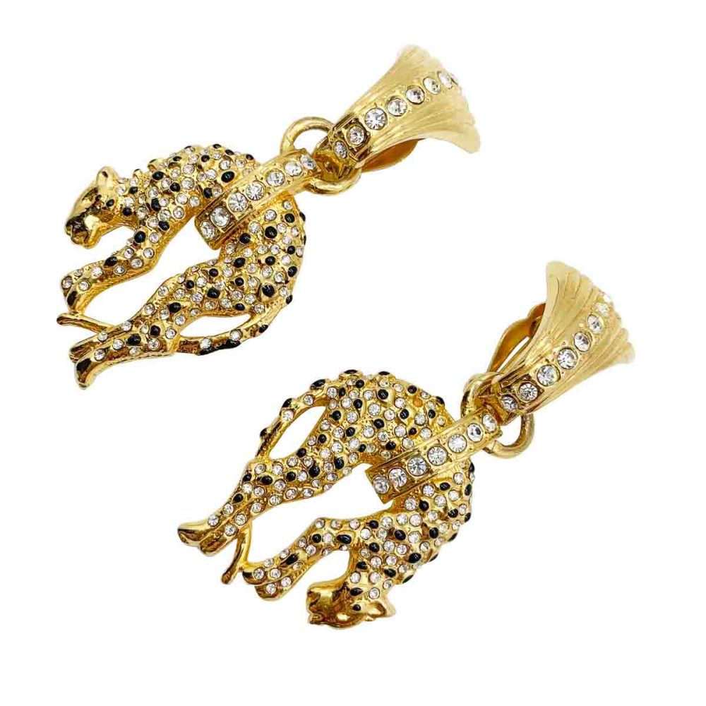 vintage leopard statement earrings