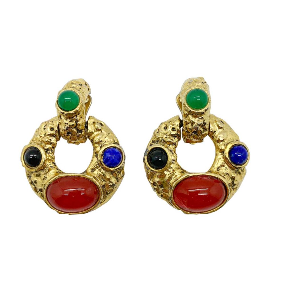Vintage cabochon doorknocker earrings