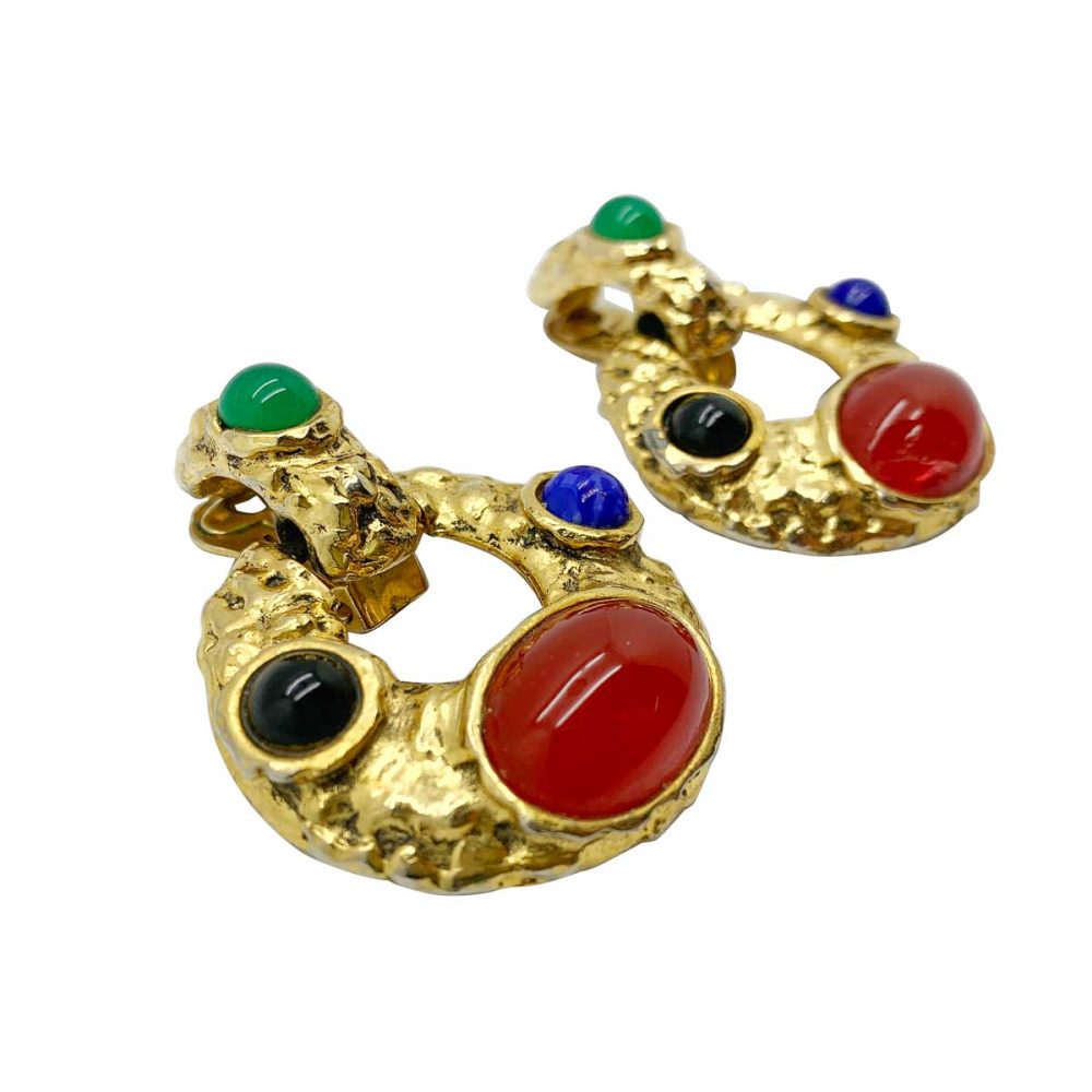 Vintage cabochon doorknocker earrings