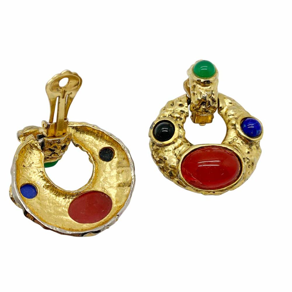Vintage cabochon doorknocker earrings