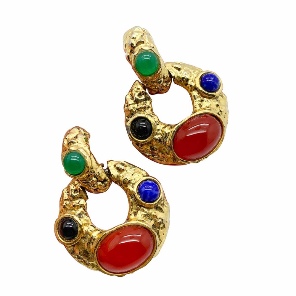 Vintage cabochon doorknocker earrings