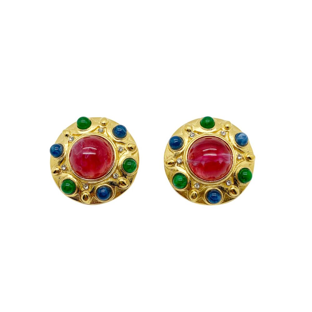 Vintage trifari flawed ruby earrings