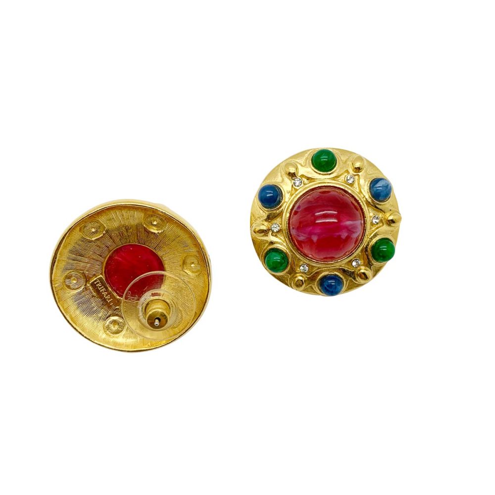 Vintage trifari flawed ruby earrings