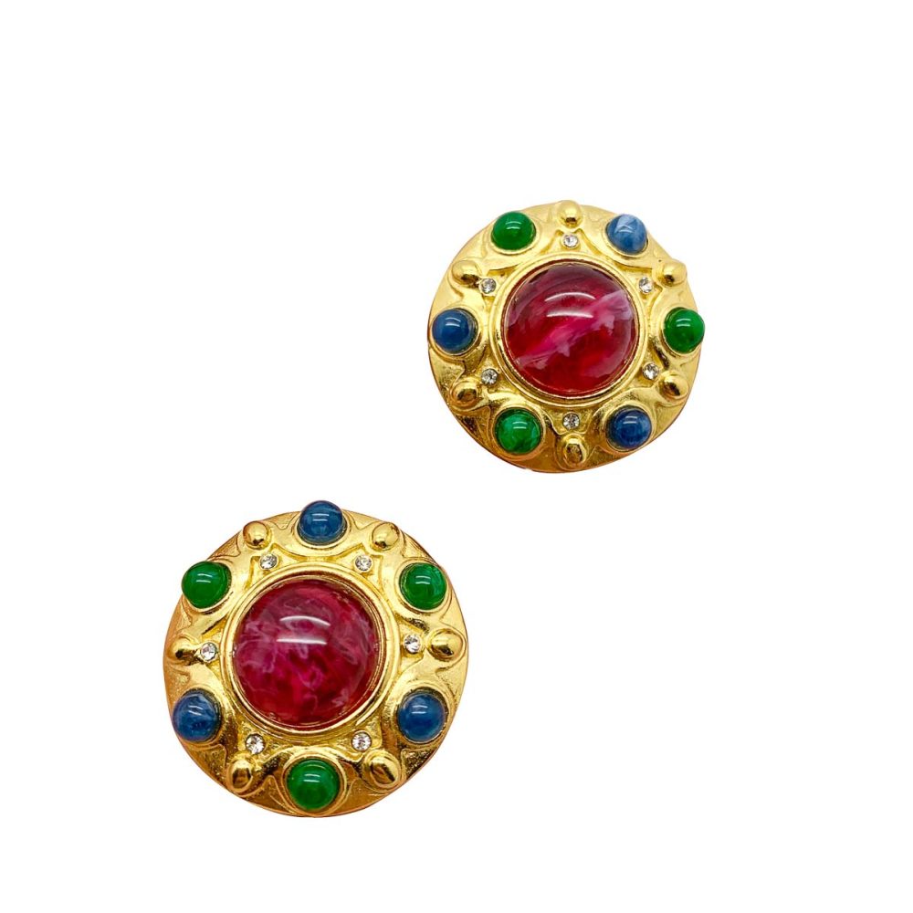 Vintage trifari flawed ruby earrings