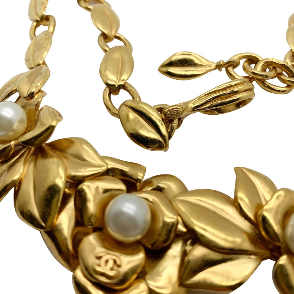 Vintage Chanel Pearl Camellia Necklace