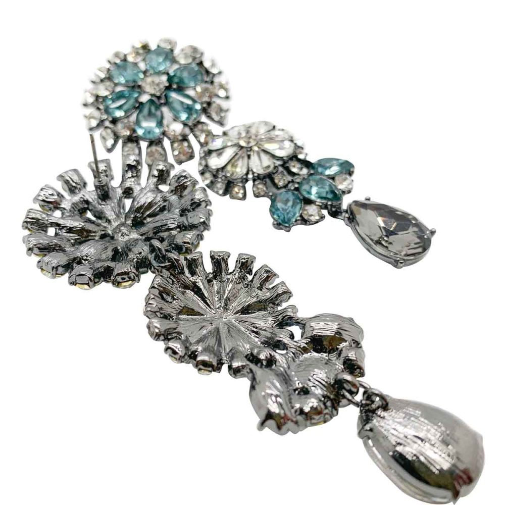 Vintage Aqua Crystal Earrings