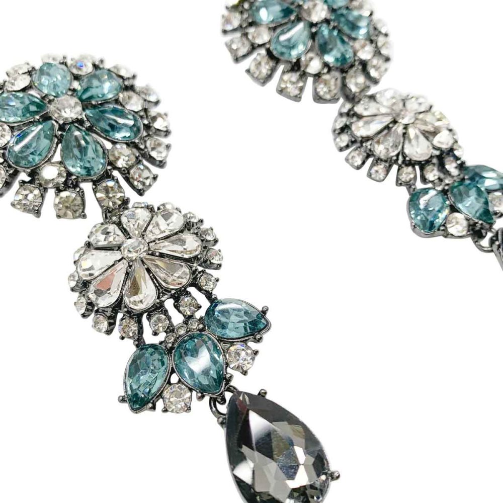 Vintage Aqua Crystal Earrings
