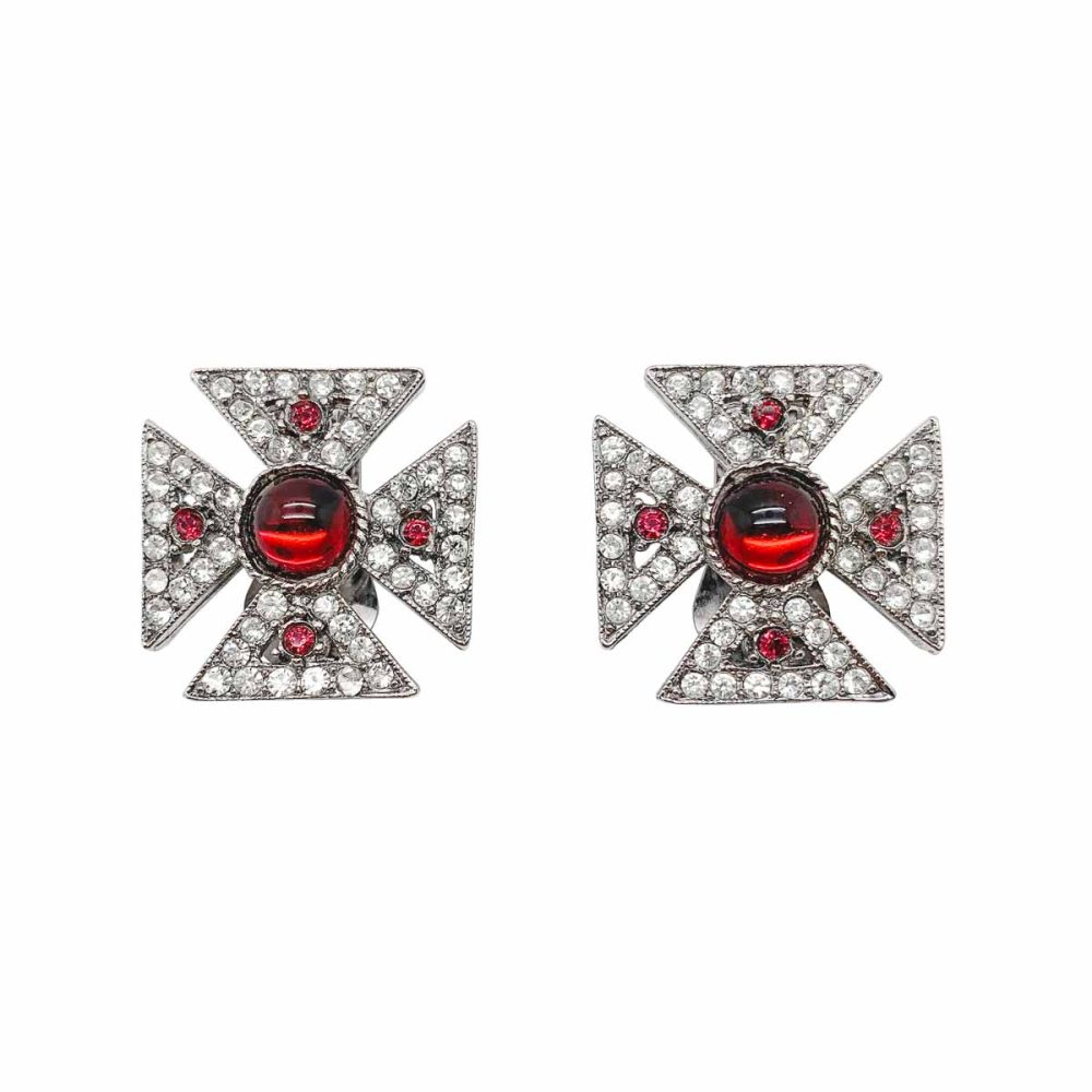 Vintage Maltese Cross Earrings