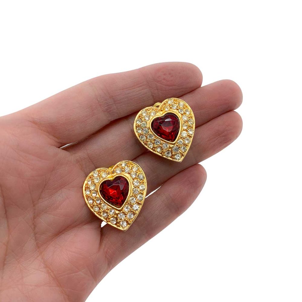 Vintage Crystal Heart Earrings