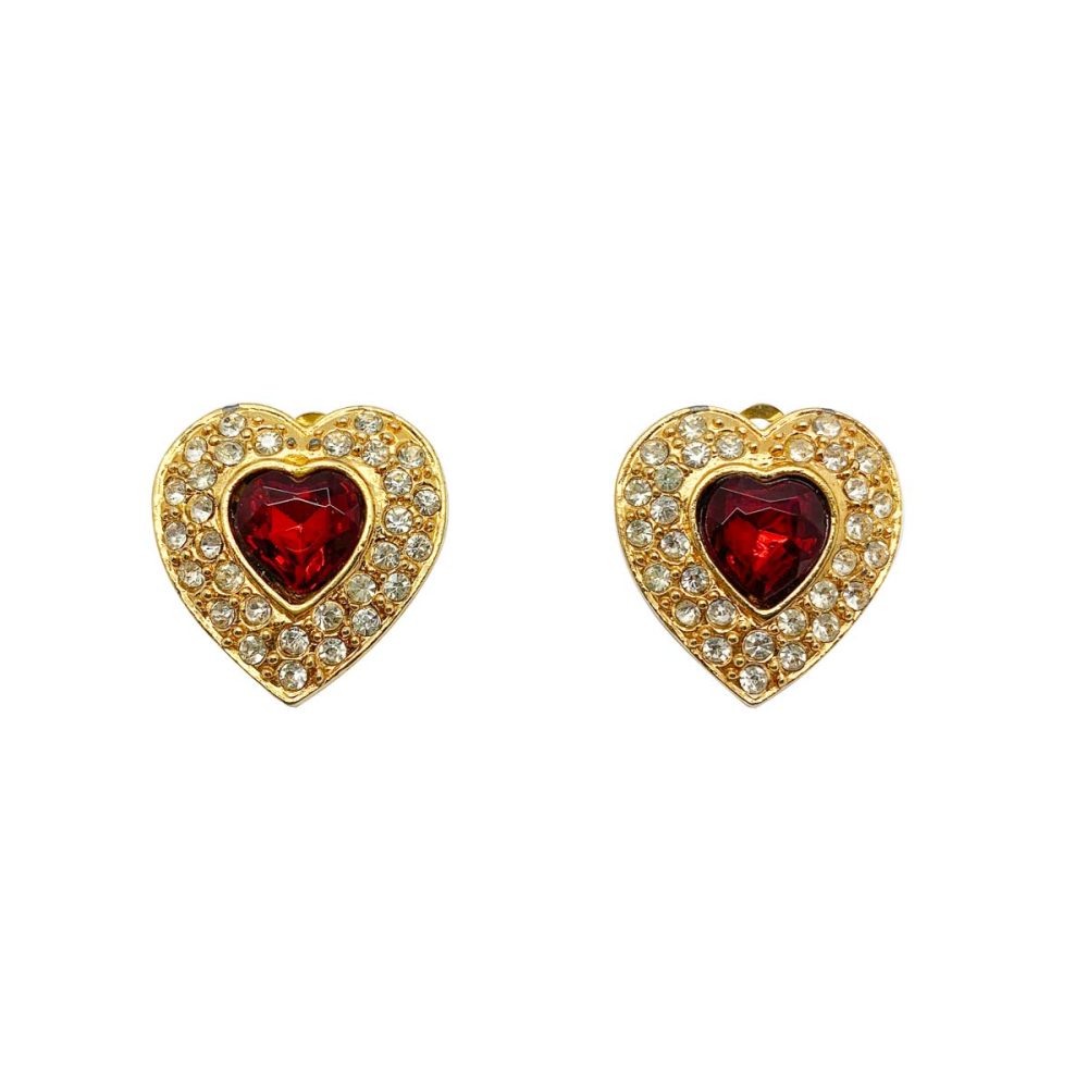 Vintage Crystal Heart Earrings
