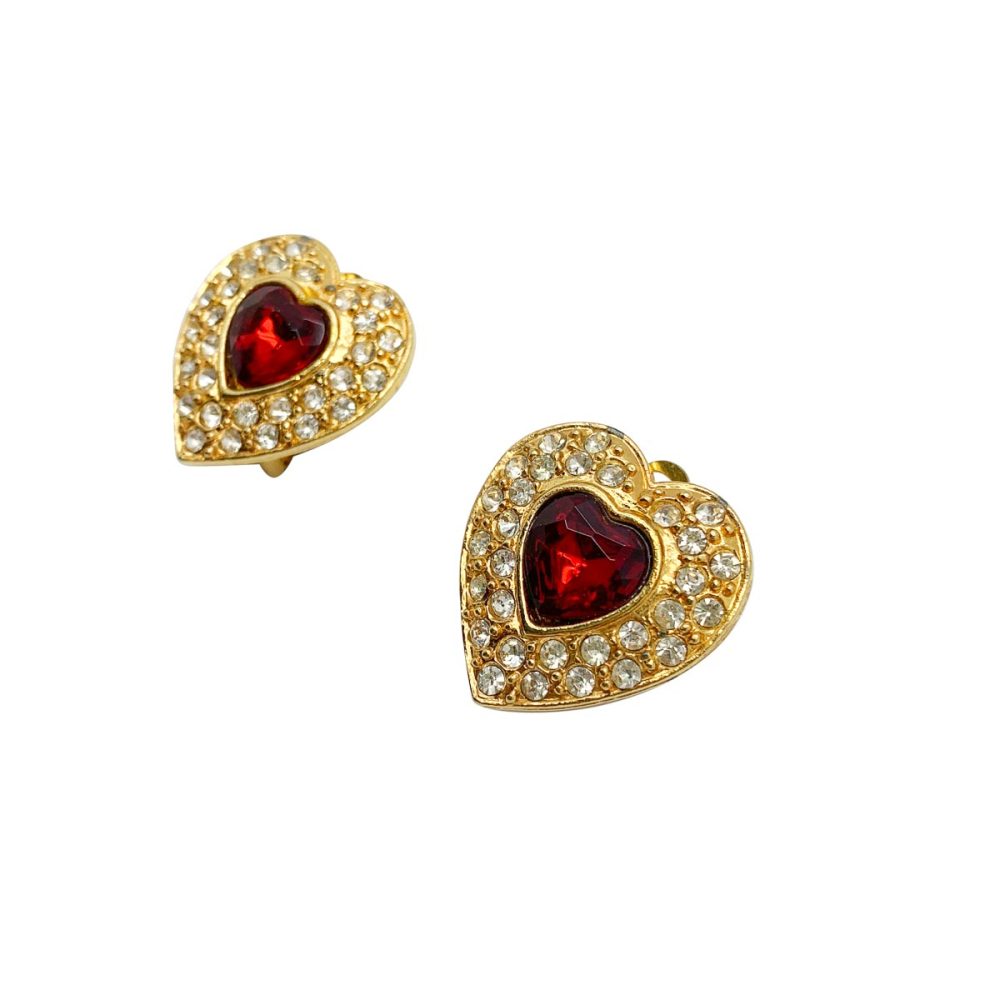 Vintage Crystal Heart Earrings