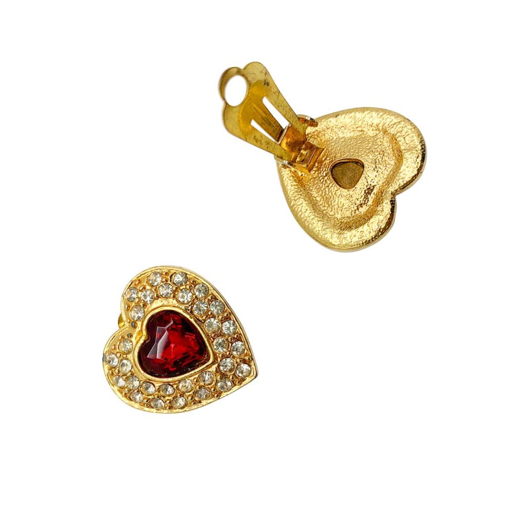 Vintage Crystal Heart Earrings