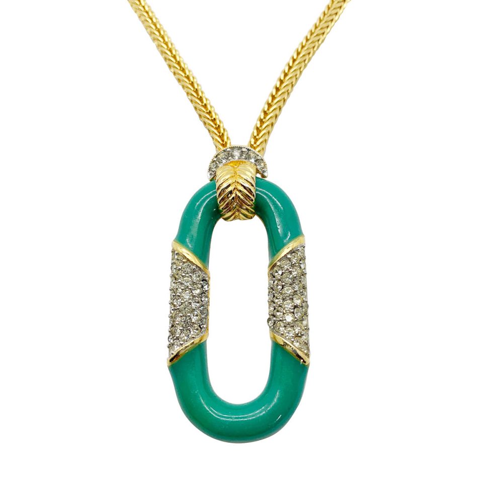 Vintage Enamel Deco Necklace