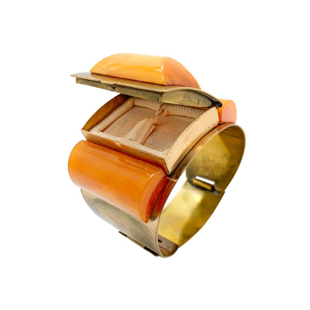 art deco wrist compact
