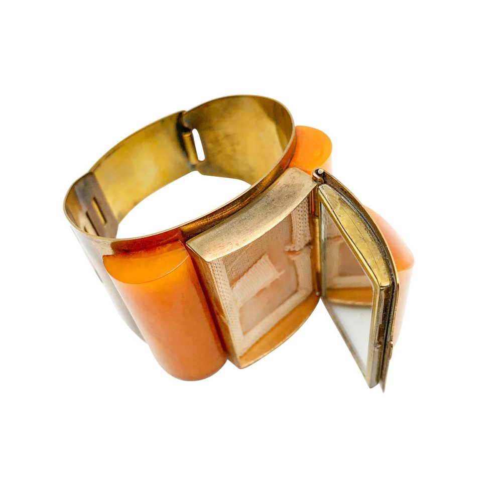 art deco wrist compact
