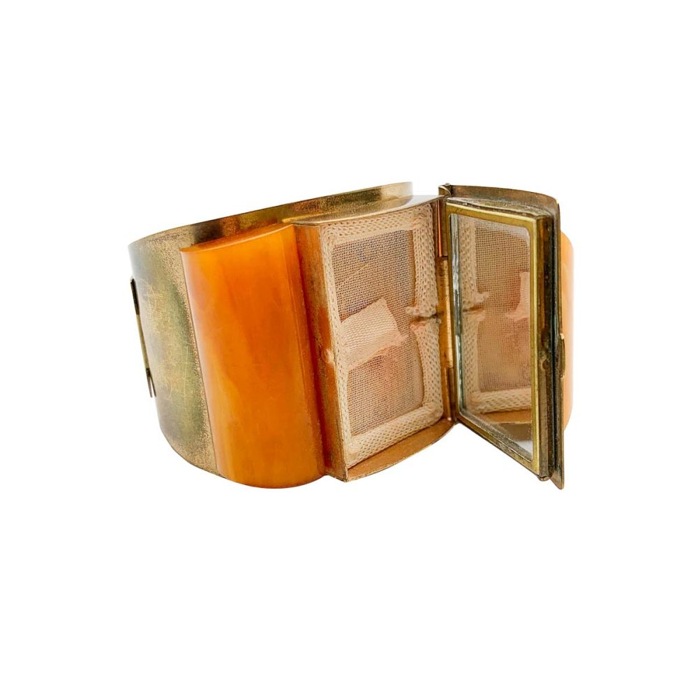 art deco wrist compact