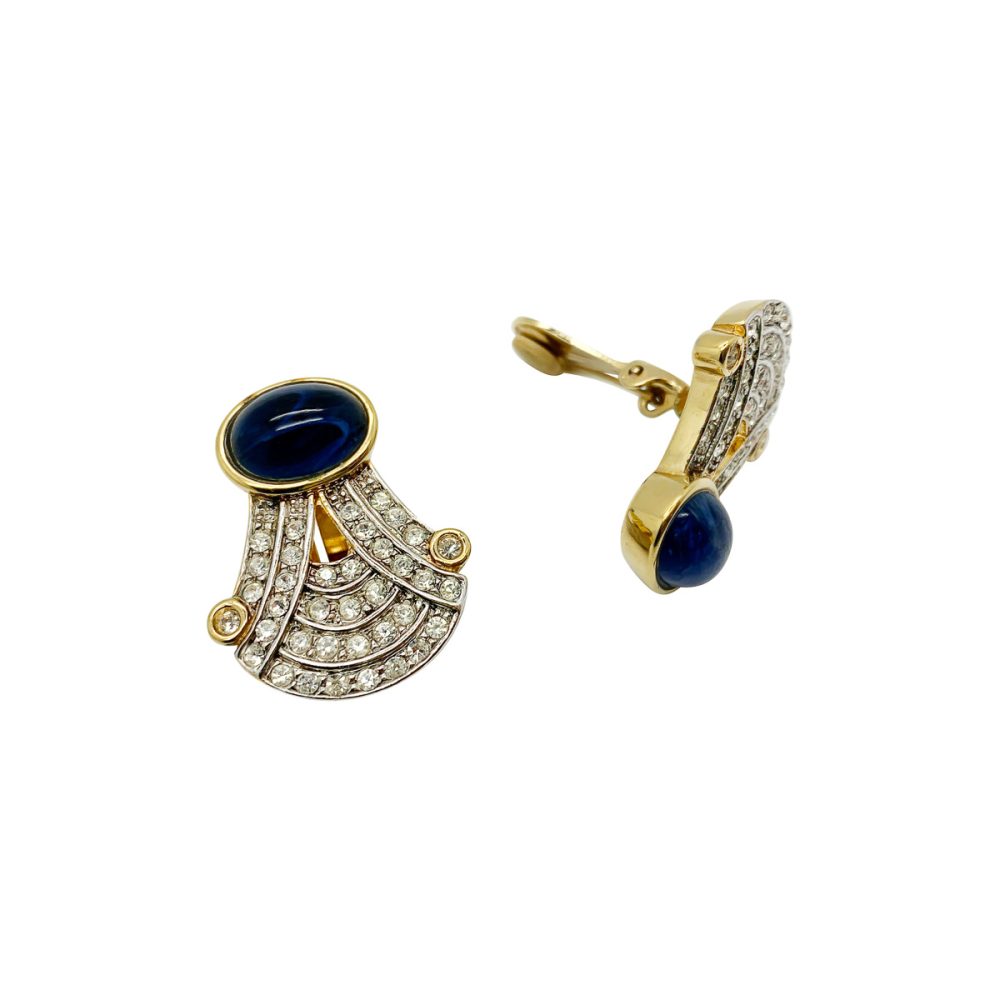 Vintage Cabochon Sapphire Earrings