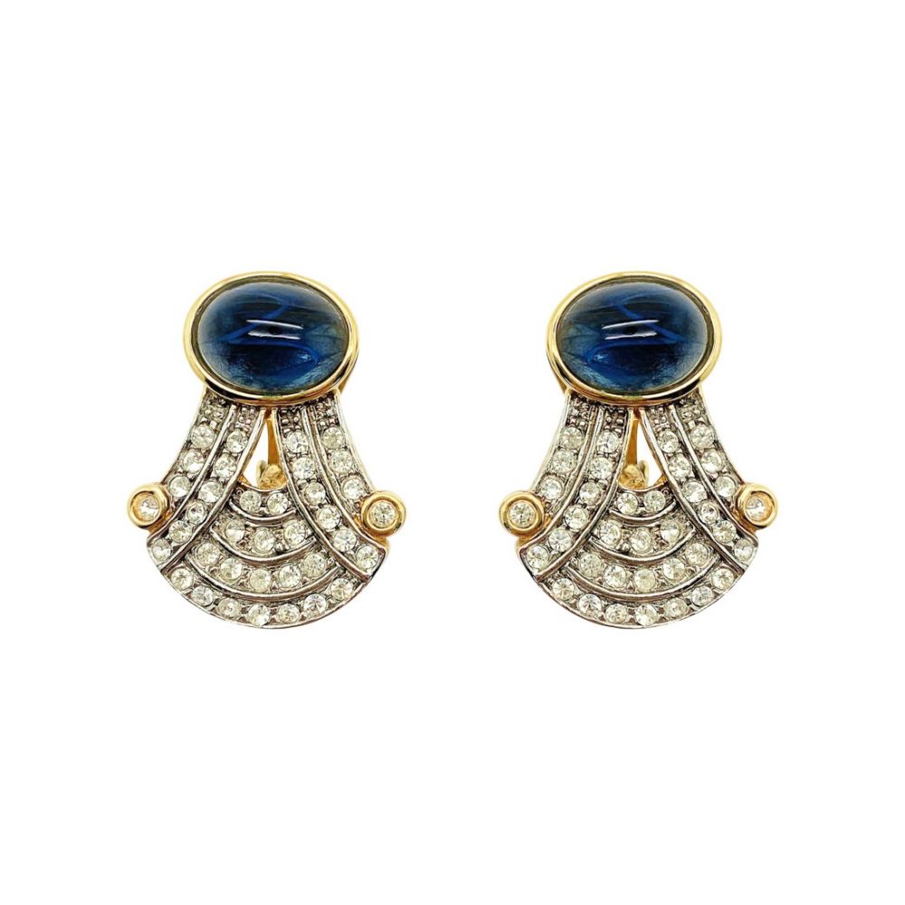 Vintage Cabochon Sapphire Earrings