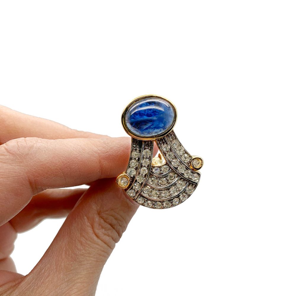 Vintage Cabochon Sapphire Earrings