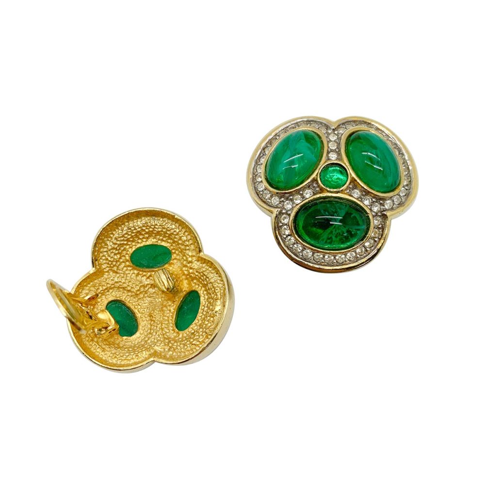 Vintage Cabochon Emerald Earrings