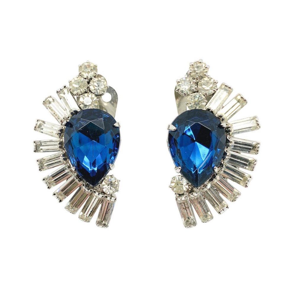 Vintage Sapphire Crystal Earrings