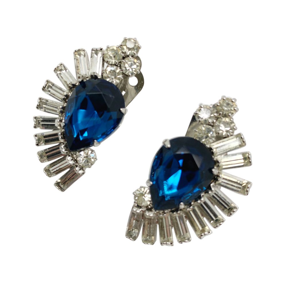 Vintage Sapphire Crystal Earrings