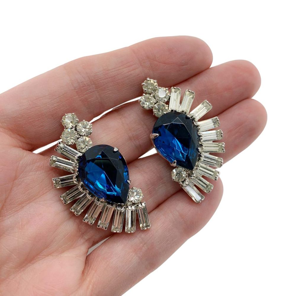 Vintage Sapphire Crystal Earrings