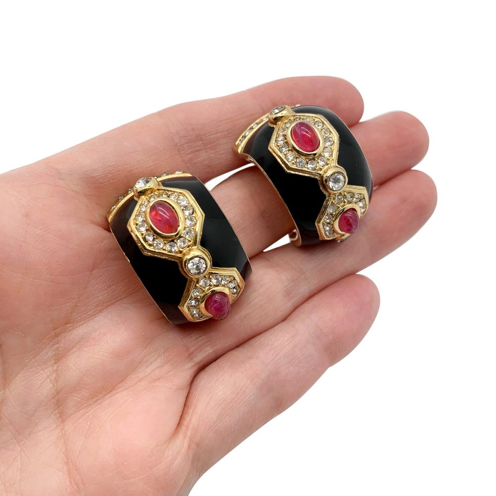 Vintage Dior Ruby Cabochon Earrings