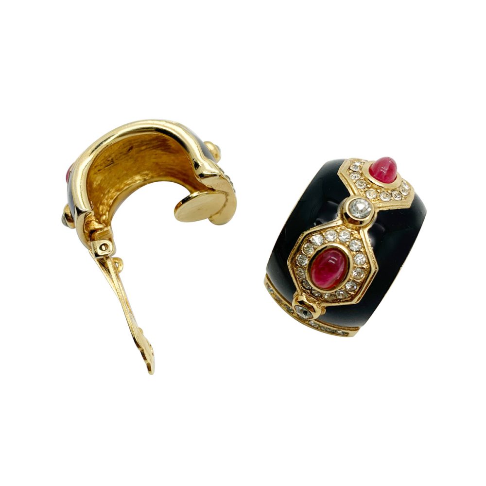 Vintage Dior Ruby Cabochon Earrings